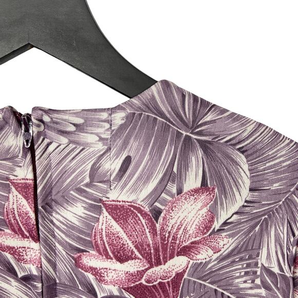Vintage 70s Boho Floral Mini Dress Women's Medium Purple Pink Long Sleeve - Picture 4 of 10